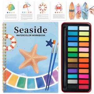 lot 20466 image: Watercolor Workbook - Coloring Book Beginner Friendly Painting Kit, Watercolor Workbooks for Adults with 24 Colors Paint, Exploration Gift for Adults Teens (Seaside)