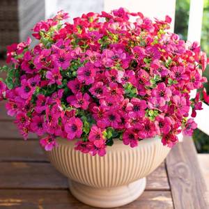 lot 20473 image: HyeFlora Artificial Flowers for Outdoor Indoor Garden Home Decoration, Faux Flower Daisy with Eucalyptus Leaves Fake Plants Greenery Boxwood Porch Patio, 12 Bundles (Rose Red)