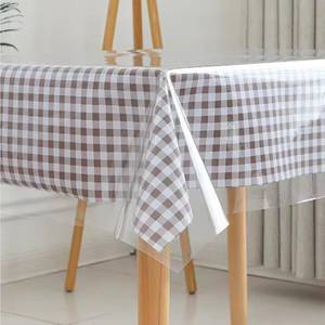 lot 20476 image: Kesfey Clear Plastic Table Cover Protector 70 x 70 Inch Vinyl Tablecloth
