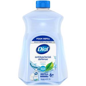 lot 20485 image: Dial Antibacterial Defense Foaming Hand Soap Refill, Spring Water, 52 Fl Oz