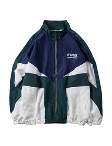 lot 20492 image: Wyeysyt Women Windbreaker Jacket Y2k Varsity Oversized Jacket(Green-XL)