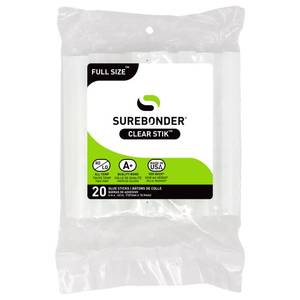 lot 20495 image: Surebonder Full-Size Hot Glue Sticks for Craft, DIY, and Repairs, All Purpose, All Temperature - 4-Inch Length - 20 Pack, Clear
