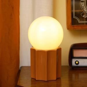 lot 1227 image: SYLW Modern Ceramics Table Lamp, Khaki Base Desk Lamp, White Jade Round Ball Glass Accent Table Lamp for Living Room Bedroom Bedside Nightstand House Office Home Reading