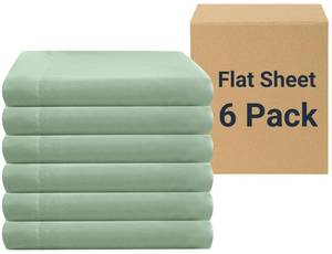lot 1229 image: ZPECC Bulk Flat Sheets Only Queen Size 6 Pack, Easy Sort Top Bed Sheet by Color-Coded Label, Soft Durable Brushed Microfiber Fabric Hotel Airb&bs Essentials for Hosts, 90x102, Sage Green