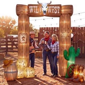 lot 1246 image: Capoda 10 Ft Wild West Inflatable Archway Decorations Giant Western Cowboy Theme Entrance Decor Western Country Arch Blow Up with Built-in LED Lights for Rodeo Birthday Indoor Outdoor Supplies