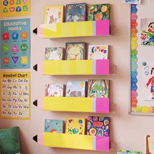 lot 1247 image: Sabary 4 Set Pencil Acrylic Magnetic Book Shelf Pen Holder for Whiteboard Pencil Classroom Decor Bearing Magnetic Books Display Holder for Teacher Classroom Office