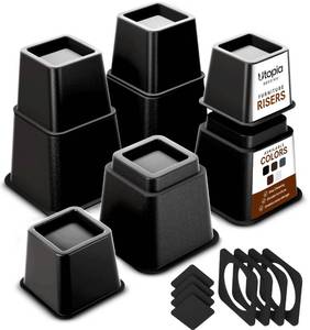 lot 1250 image: Utopia Bedding Adjustable Bed Risers 3 & 5 Inch, Black, 4-Pack
