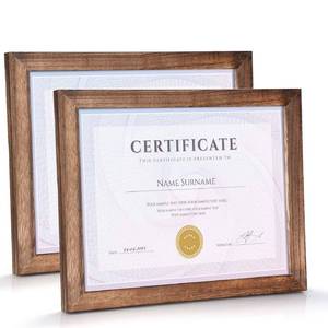 lot 1255 image: Emfogo Certificate Frames 8.5 x 11 Picture Frames Diploma Frame with Stand Rustic Wood Document Frame with High Definition Glass for Wall or Tabletop Display Set of 2 Carbonized Black