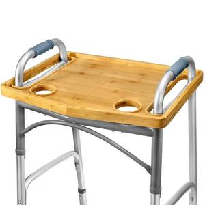 lot 1261 image: Medical king Walker Tray Table with Cup Holder Mobility Table Tray for Folding Walkers Foldable, Portable Multipurpose Bamboo Tray for Eating, Crafts, Laptops Medical Equipment Accessories - 21x16