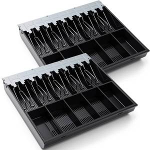 lot 1265 image: Geelin 2 Pcs 16 Inch Cash Drawer Tray for Small Business, Heavy Duty Cash Drawer Insert 5 Bills and 5 Coins Money Organizer for Money Storage