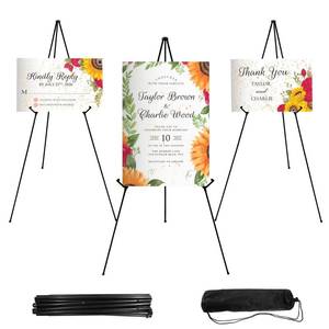 lot 1275 image: JEAWIWI 3 Pcs Lightweight Easel Stand, 66 Inch, Black, with Carry Bags