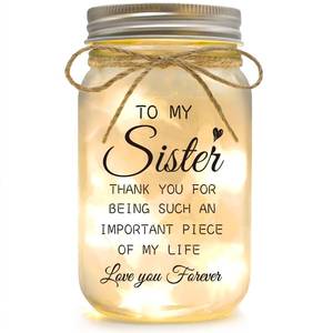 lot 2001 image: YOISTREVISK Sister Gifts - Mason Jar Night Lights with Warm Lights for Sisters, Unique Sister Birthday Gifts Ideas for Mothers Day Christmas Valentines Day, Heartfelt Home Decor Gift