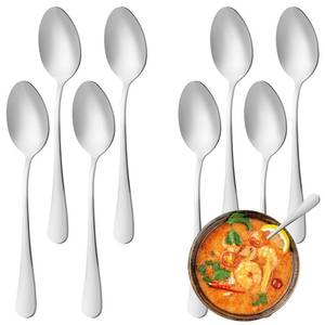 lot 2008 image: 8 Pcs Dinner Spoons Set, Food-Grade Stainless Steel Tablespoons, Durable Metal Table Spoon, Cutlery Soup Spoons Silverware for Home, Kitchen or Restaurant, Mirror Polished, Dishwasher Safe - 7 Inch