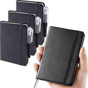 lot 2030 image: NIRMIRO (2 Pack) Pocket Notebook Small Journal with Pen, 3.7 x 5.7, A6 Mini Notebook for Women Men Work Writing, Hardcover Small Pocket Notepad with 100Gsm Premium Thick Lined Paper, Black Leather