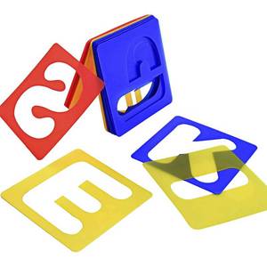 lot 2039 image: TecUnite 26 Pieces Alphabet Stencils Set Plastic Letter Stencils for Painting Learning, DIY Craft Decoration (5 x 5 Inches)