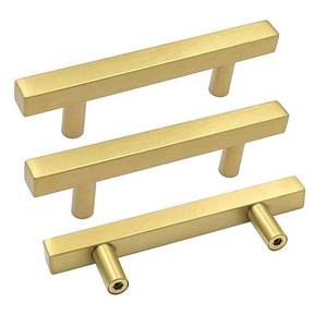 lot 2041 image: Goldenwarm 10 Pack 3-34 Inch Gold Cabinet Handles Brass Kitchen Pulls