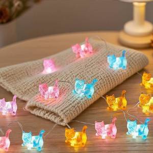 lot 2046 image: KEPABIGLE Cat D�cor Cute Indoor String Light 30 LED Cat Fairy String Lights 10ft Plug in USB Kitty Fairy Lights for Bedroom Party Tent Camping Decor