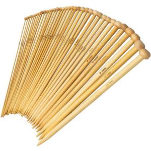 lot 2049 image: 36PCS Bamboo Knitting Needles Set, BetyBedy Single Pointed Knitting Needles, 9 Inches Length Knitting Crochet Supplies for Beginners Handmade (18 Sizes from 2.0mm-10.0mm)