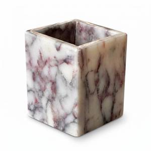 lot 2488 image: KEBTN Natural Calacatta Viola Marble Pen Holder, Luxury Square Organizer Cup, Multi-Use Hand-Polished Storage for Desk, Bathroom Vanity, Kitchen Utensils & Makeup Brushes, 2.95 x 3.74