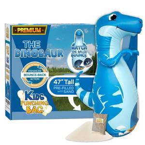 lot 3182 image: INFLATABLE DUDES Blue Dinosaur Toy 47- Kids Punching Bag  Sand-Base
