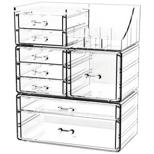 lot 3185 image: Acrylic Clear Makeup Organizer Countertop,Stackable Skincare Organizer for Vanity With 8 Drawers,Large Plastic Desk Accessories Organization,Bathroom Cosmetic Organizer Countertop for Beauty,Skin Care