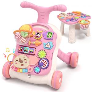 lot 3191 image: QDRAGON 3 in 1 Baby Walker and Activity Center for Girl 12-18 Months, Pink