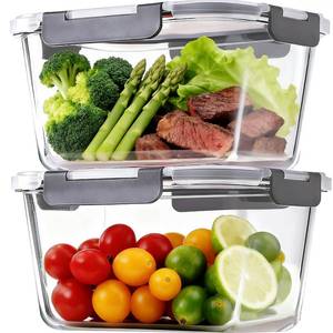 lot 3194 image: 2 Pack Large Glass Food Storage Containers with Lids 85oz10.5cup Big Airtight Storage Containers for Rotisserie Chicken Meal Prep Leftovers, BPA Free & Leak Proof, Microwave, Oven Safe (gray)