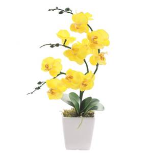 lot 3197 image: 15 Silk Phalaenopsis Orchid in Square Pot, Yellow Flower Plant Arrangement
