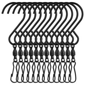 lot 4192 image: KUUQA 12 Pack Swivel Hooks Clips Wind Spinner S Hook Clips Hanging Wind Chimes Crystal Twisters Party Supplies (Black)