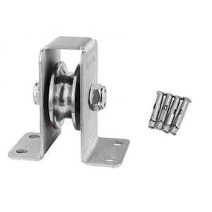 lot 4201 image: heyous Silver 304 Stainless Steel Removable U Bearing Fixed Pulley Wire Rope Pulley Tube Lifting Wheel Ropeway Slide Heavy Duty Traction Wheel Slot Width 12mm