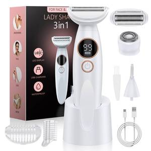 lot 4212 image: ANYLIV 3 in 1 Bikini Trimmer for Women, Electric Razors for Women with Display, Painless Bikini Trimmer, USB Charging, Electric Shaver for Woman,Shaver for Woman for Face, IPX7 Waterproof,White