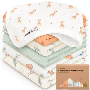 lot 4215 image: 6pk Cotton Baby Washcloths for Newborn Organic Cotton Muslin (Wilderness)