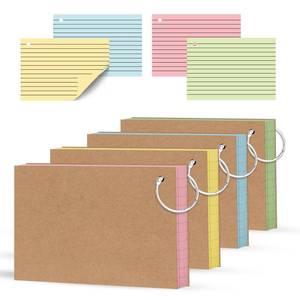 lot 4216 image: 200 Count Colored Index Cards 3x5 Inch��Flashcards with Ring 4 Color��Heavy Weight Lined Ruled Note Cards for Studying, Office, School and Home