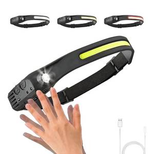 lot 4223 image: MEOELION Headlamp Rechargeable, 230° Wide Beam Head Lamp LED with Motion Sensor for Adults Camping Accessories Gear, Waterproof 7Mode Bright Headlamps for Hiking, Running, Repairing, Fishing, Cycling