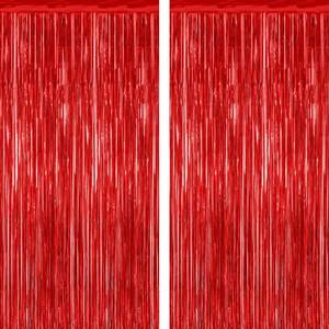 lot 4234 image: ZATAYE 2 Pack Red Foil Curtain Backdrop Birthday Party Decorations