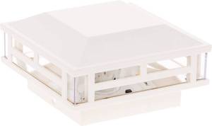 lot 4237 image: GreenLighting 1 Pack Modern Low Voltage Powered 120 Lumen LED Post Cap Light for 4x4 or 5x5 Posts (White)