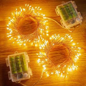 lot 4241 image: 2 Pack Fairy Lights Battery Operated, 5Ft 60 LEDs Firecracker Twinkle Lights with Remote, Copper Wire String Lights for Bedroom Wedding Wreath Meson Jar Indoor Outdoor Decoration, Warm White