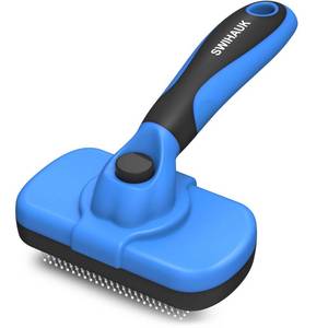 lot 4257 image: Swihauk Self Cleaning Slicker Brush - Skin Friendly Deshedding Grooming Tool for Dogs & Cats, Suitable for Shedding & Haired Pets, with Pet Supplies Accessories, Blue