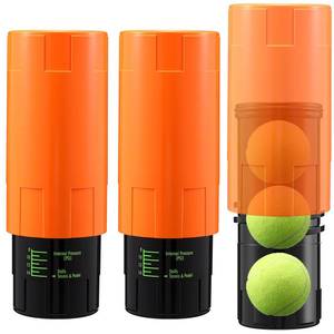 lot 4259 image: Soulchen 2 Pack Tennis Ball Pressurizer - Tennis Ball Storage Canister Holds 3 Balls Under 14 Psi Pressure, Reusable Stuff for Bounce Retention, Lightweight & Durable (Orange)