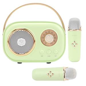 lot 4275 image: Aresrora Mini Karaoke Machine for Kids, Gift 2 Wireless Microphones Green