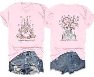 lot 4278 image: Magic Kingdom Shirt Women Girls Just Wanna Have Fun Shirt Girls Trip Cute Magical Tee Summer Vacation Tops(XX-Large,Pink1)