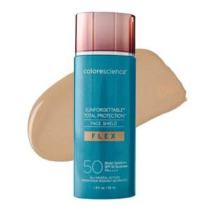 lot 4285 image: Colorescience Flex Tinted Mineral Sunscreen SPF 50, Tone-Adapting Buildable Coverage with Zinc Oxide, Environmental Defense Against Blue Light & Pollution, For All Skin Tones, 1.8 fl. oz., Medium