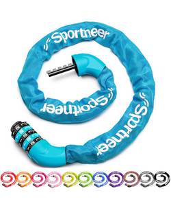 lot 4289 image: Sportneer Bike Lock - 5 Digit Combination High Security Anti Theft Bike Chain Lock - 3.2ft Heavy Duty Resettable Keyless Bicycle Lock for Bike, Motorcycle, Scooter, Door & Gate - 6mm Thick
