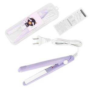 lot 4293 image: Mini Hair Straightener 2 in 1 Straight and Curly Hair Flat Iron Ceramic Tourmaline Plate 100-240V 20W US Plug (Purple)