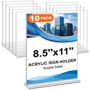 lot 5500 image: EHWINE Acrylic Sign Holder 8.5 x 11, 10 Pack Double-Sided Stand up Table Top Sign Holders, Clear Acrylic Picture Frame Menu Flyer Paper Holder Display Stand for Office Business Store Wedding Party