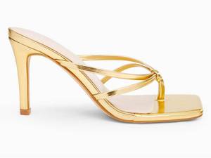 lot 5502 image: Coutgo Womens Heeled Sandals Strappy Square Toe Flip Flops Fashion Thong Slip on Stiletto Sandals size 11