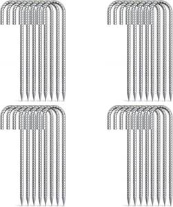 lot 5510 image: AAGUT Rebar Stakes 12 Inch J Hook, Anti-Rust Tent Stakes Heavy Duty 32 Pack