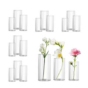lot 5513 image: Zomiol Glass Cylinder Vase Set of 18 for Centerpieces, 4,4.7,6 inch Tall Clear Vase Floating Candle Holder for Wedding Table Home D�cor and Party