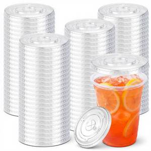 lot 5522 image: Jingmore 1000 Pcs 90mm Diameter PET Flat Lids, Fits 12 oz - 22 oz Paper Cold Cups, Disposable Clear Plastic Lids with Straw Slot for Cafes Beverage Shops Restaurants Beverage Delivery Services