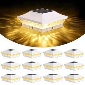 lot 5530 image: Brightever 4x4 3.5x3.5 Solar Post Cap Lights 12-Pack White